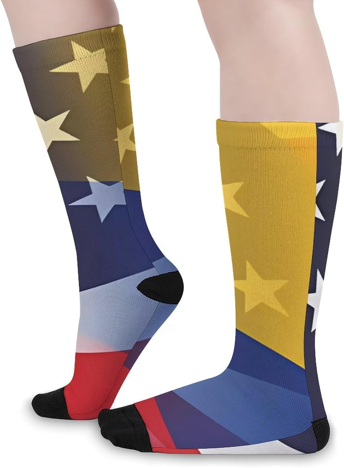 Colombia And U.S. of Flag Knee High Socks Athletic Long Stockings Sport Casual Crew Tube Sock Boot 40cm