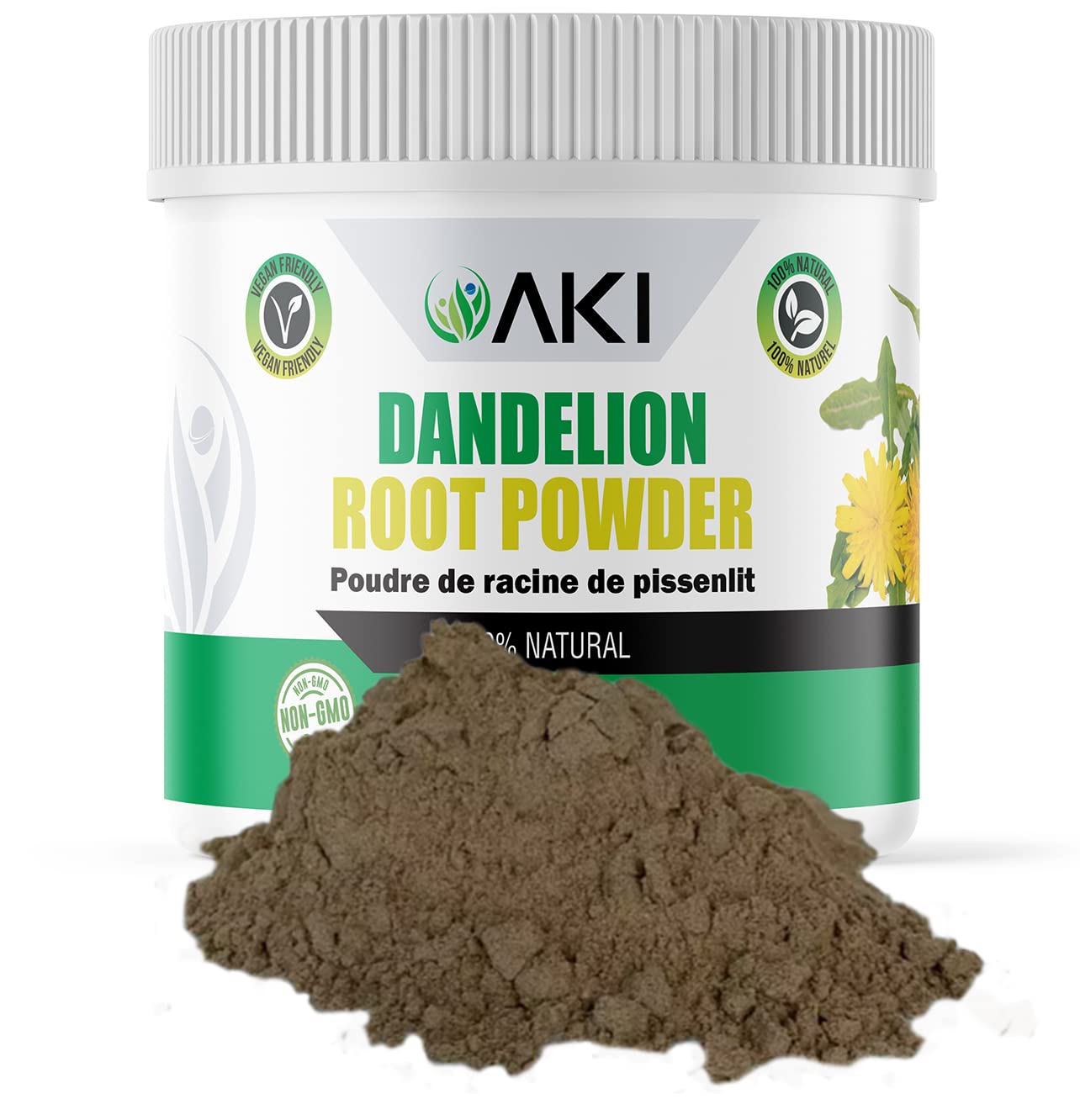 AKI Dandelion Root Powder (5.30 oz / 150 gr) - Ideal in Vitamins & Antioxidants, Supports Liver & Immune Health | Gluten & Sugar-Free, Non-GMO