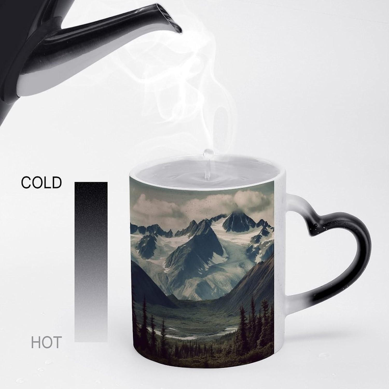 Alaska Mountains Mug Unique Funny Heat Color Changing Mug Novelty Ceramic Tea Cup Travel Coffee Cups with Handle Personalized Magic Cup for Women Men Gift 12oz image 4