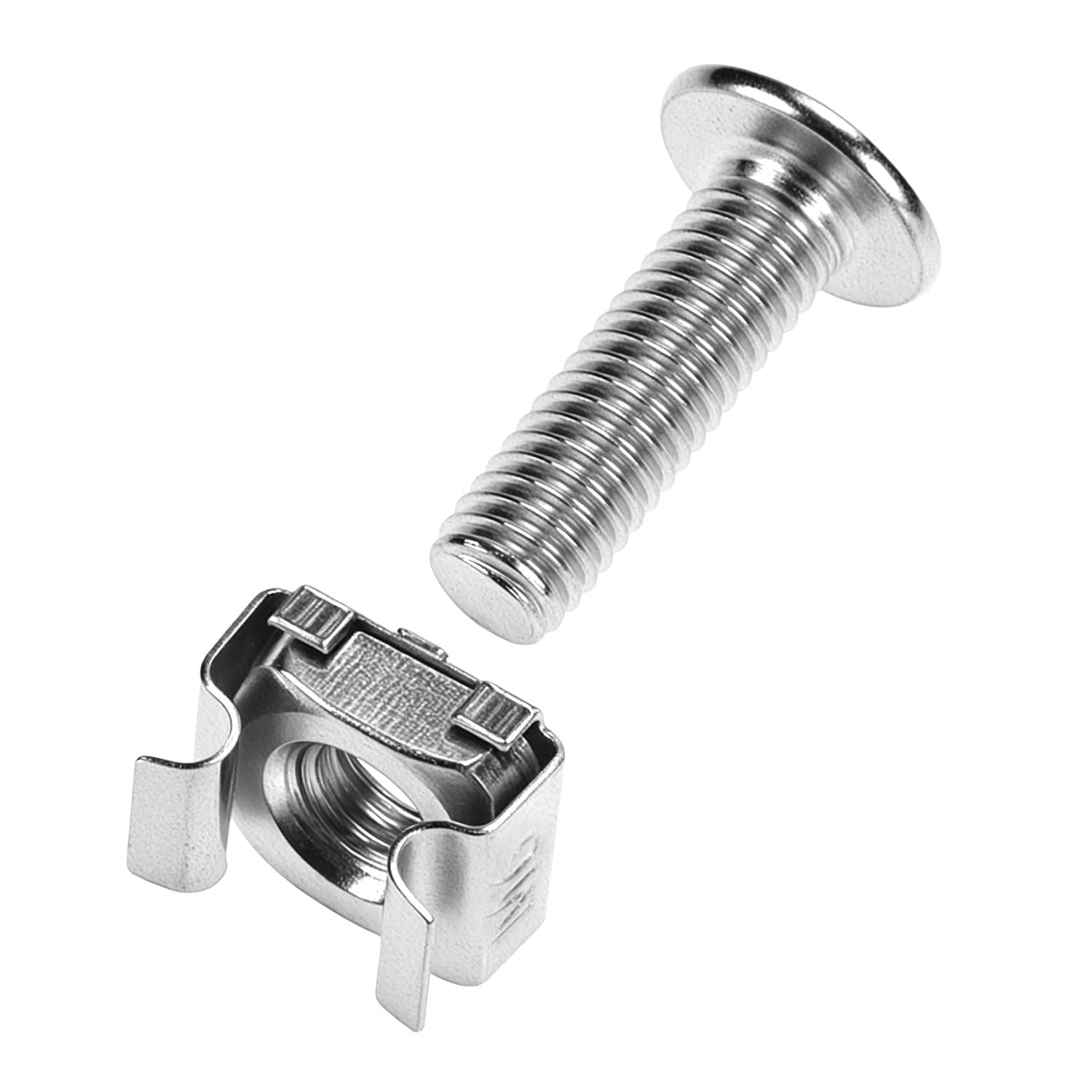 QWORK® 110 pezzi/55 set di dadi, viti e rondelle per montaggio su rack M6 x 20 mm, acciaio al carbonio per armadi server e rack audio