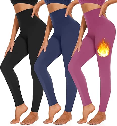3 Pack Fleece Lined Leggings Women High Waisted Warm Winter