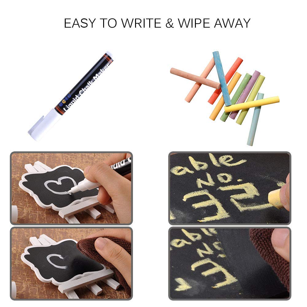 Set Di 25 Mini Lavagne In Legno Con Pennarelli A Gesso Liquido - Per Matrimoni, Feste E Decorazioni - Foto 8