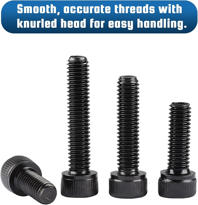 QANCEN 20 buc. șuruburi cu cap cilindric și locaș hexagonal, filet complet, M4x16 mm, negru, inox A2 V2A, cu cheie imbus inclusă