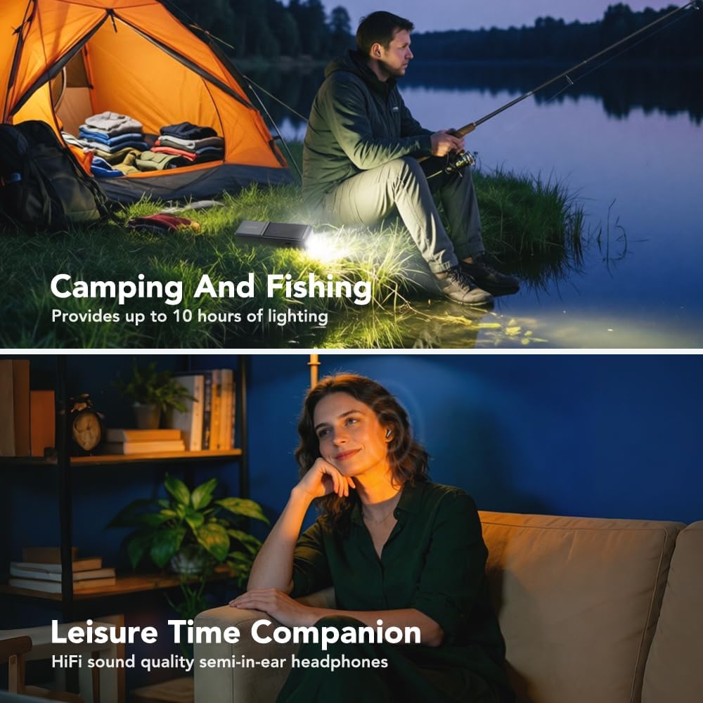 MINISO MS120 Wireless Earbuds, Bluetooth 6.0 Headphones, in-Ear Ear Buds with Built-in Flashlight, 70H Playtime, IPX5 Waterproof, High-Fidelity Sound, USB-C Charging