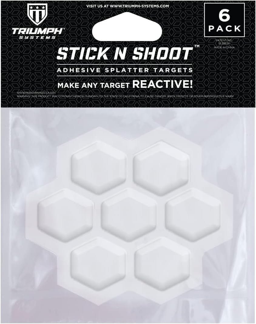 Triumph Systems Stick N Shoot- 6 Adhesive Bleeding Targets - Splatter Targets – Reactive Target – Target Accessory – Targets for Shooting, Multi-Color
