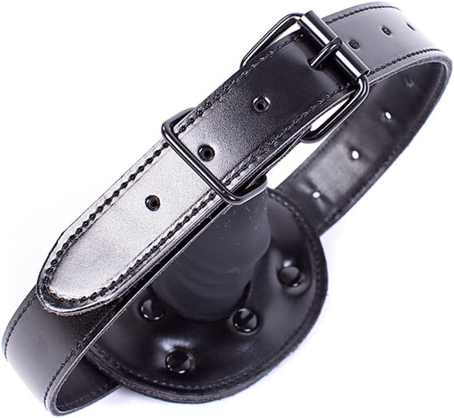 SM Realistic Penis Gag Sex Bondage Mouth Gag with Adjustable Leather Strap for Couple Restraint Set (Length: 6cm, Black)