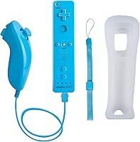 Vista 7 de TechKen Motion Plus Wii Controllers 2Packs with Nunchucks, Wii Remote Controllers Compatible for wii and Wii U with Built in Motion Plus rojo y azul