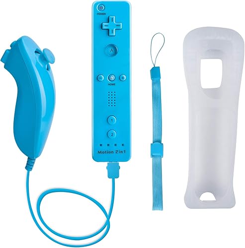 Miniatura 7 de TechKen Motion Plus Wii Controllers 2Packs with Nunchucks, Wii Remote Controllers Compatible for wii and Wii U with Built in Motion Plus rojo y azul