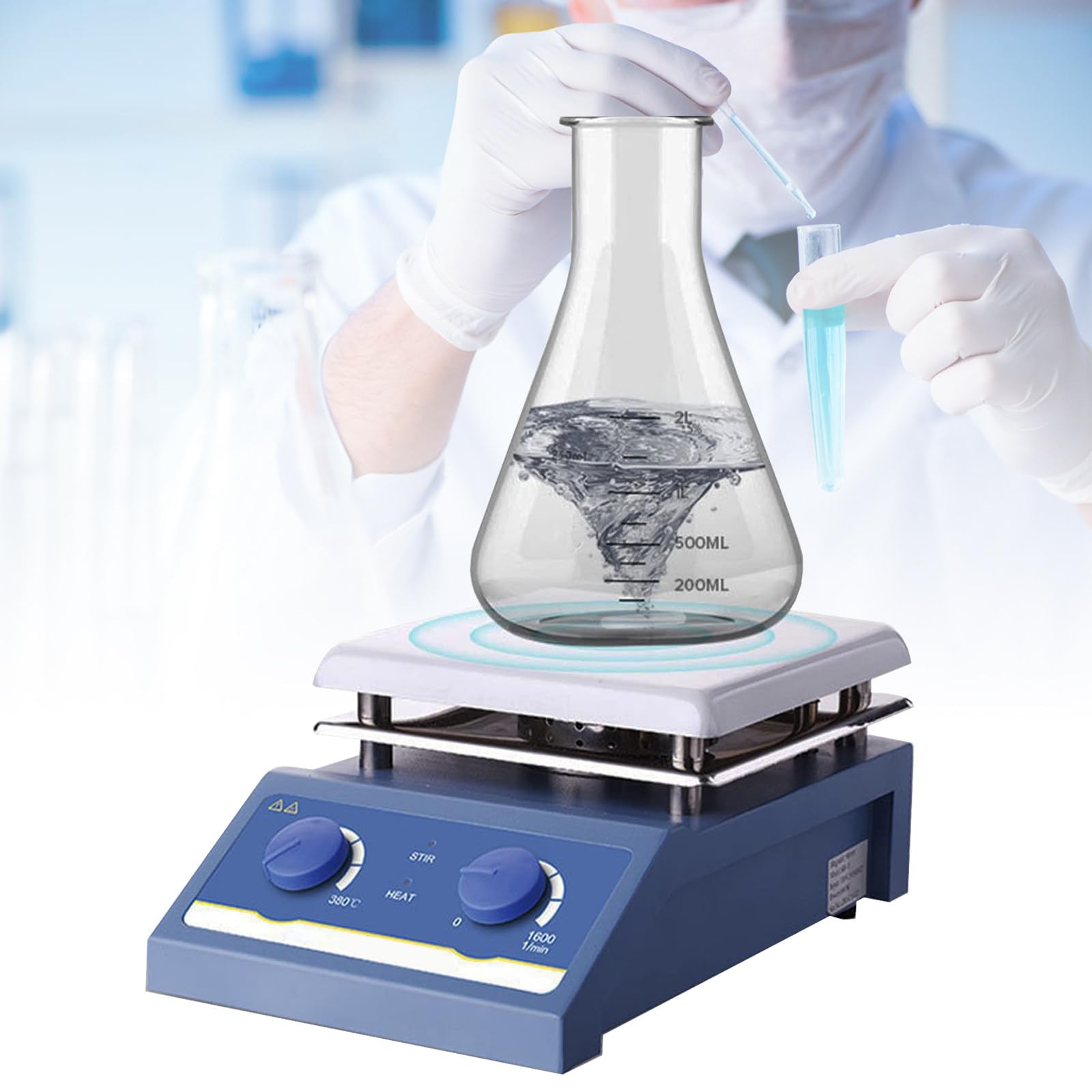Agitatore Per Liquidi Da Laboratorio 1L/3L/5L - Riscaldamento A Temperatura Costante, Piccolo Agitatore Magnetico - Velocità Regolabile + Regolazione Della Temperatura,5L