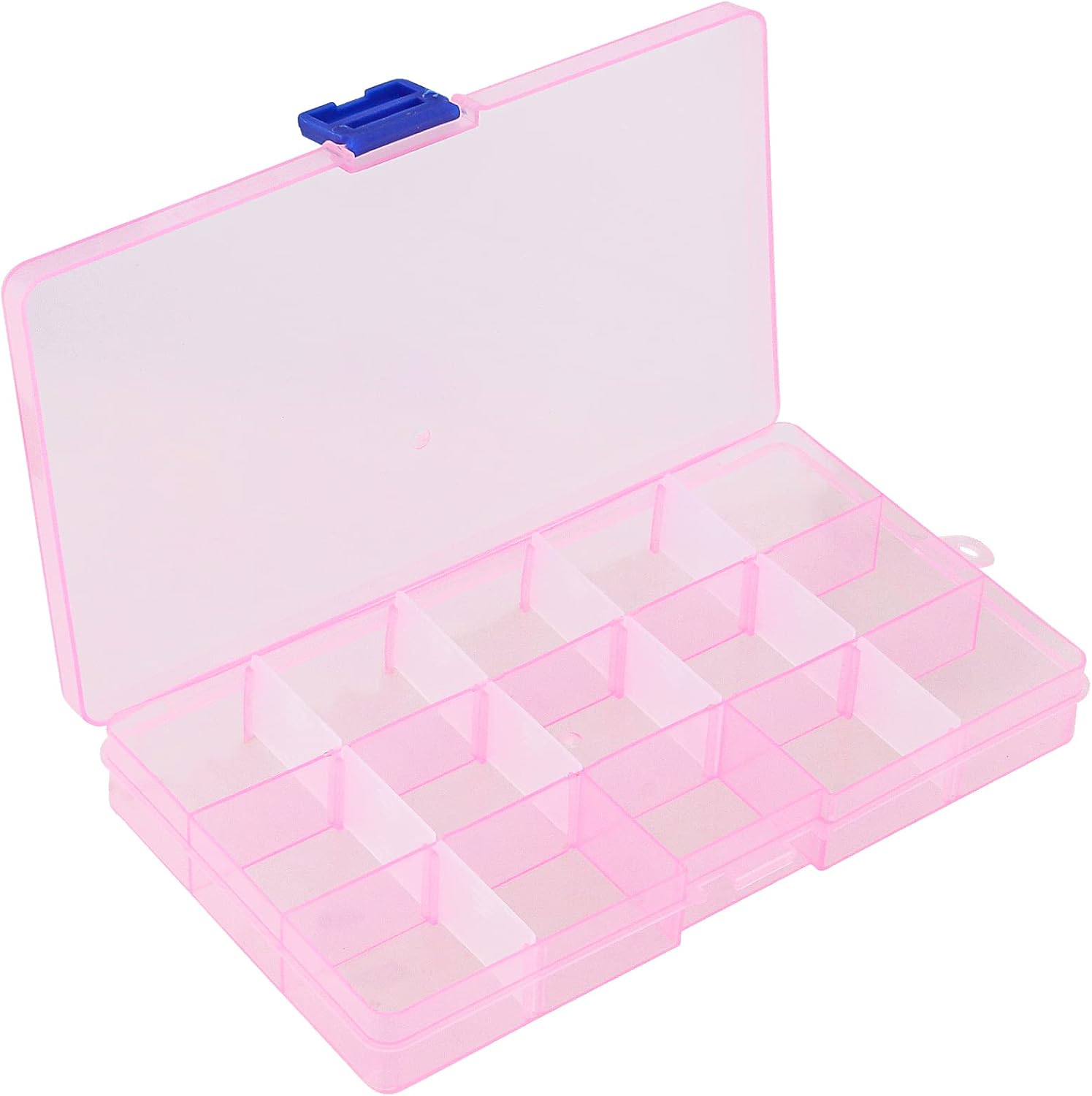 32 Pack 15 Grids Plastic Jewelry Organizer Box, Colored Plastic Bead Storage Organizer Box with Adjusatble Dividers for Beads Earrings Rings Jewelry, 4 Colors