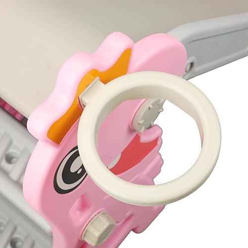 Miniatura 5 de Tobogán para niños pequeños, tobogán interior con aro de baloncesto para niños de 1 a 8 años de edad, juego y desarrollo en casa