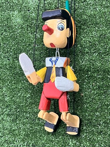 HC enterprise Pinocchio aus Holz mit Schnur, 25 cm, handgefertigt in Indonesien