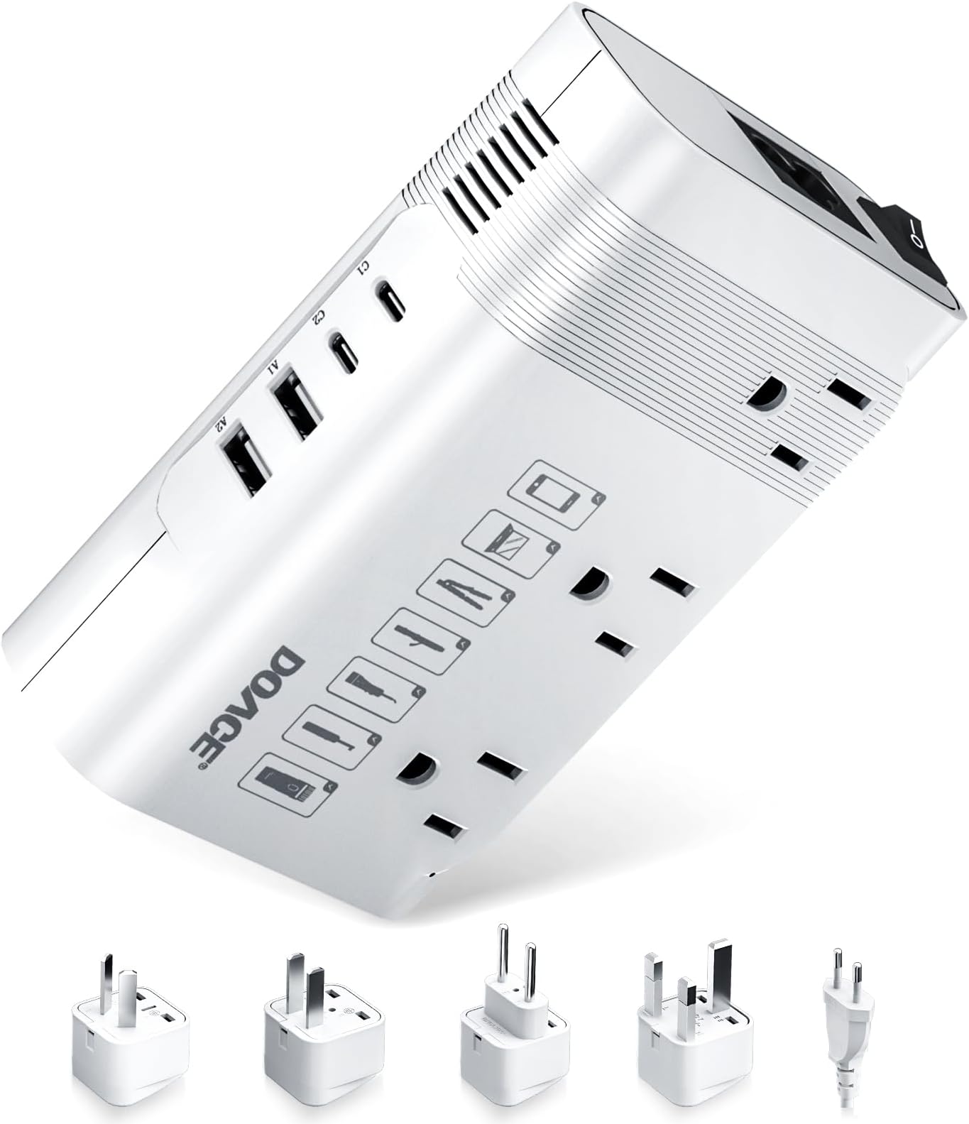 DOACE 220V to 110V US to Europe Voltage Converter: 220V to 110V 350W Voltage Converter for Europe Travel - International Power Adapter, Combo, Trans