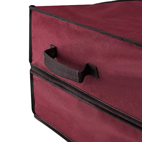 Elf Stor Ultimate Rolling Gift Wrap Storage Bag- Holds Rolls of Wrapping Paper, Ribbons, Bows and More! Burgundy Canvas, Red, 42" x 16" x 12'
