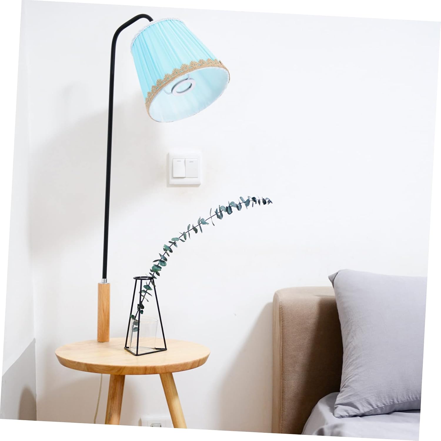 E14 Cloth Lampshade Decorative Ceiling Lamp Shade Cover for Home Lighting Adjustable Fits Standard Fixtures 1 Pack