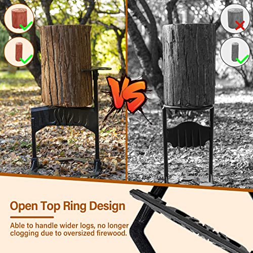 Firewood Kindling Splitter, XXL Upgraded Patented Manual Log Splitter Wedge, Open Top Ring Design, Could Accomodate Larger Log