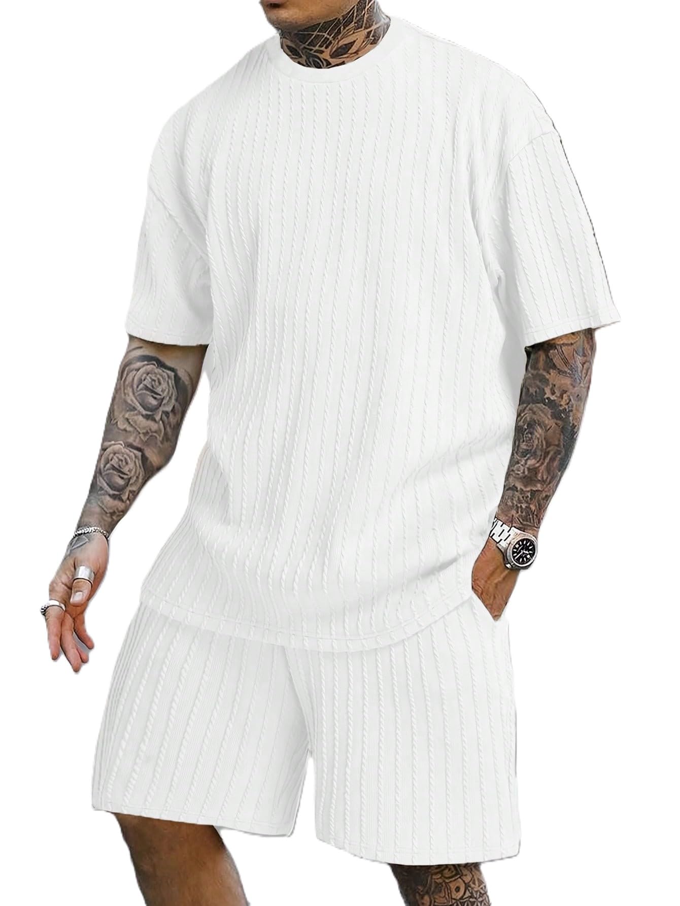 Co Ord Set for Men | Night Suit | T-Shirt and Shorts Set for Man | Night Dress | Pyjama Set | Summer Wear | Lounge wear | Beach Outfit-image-46