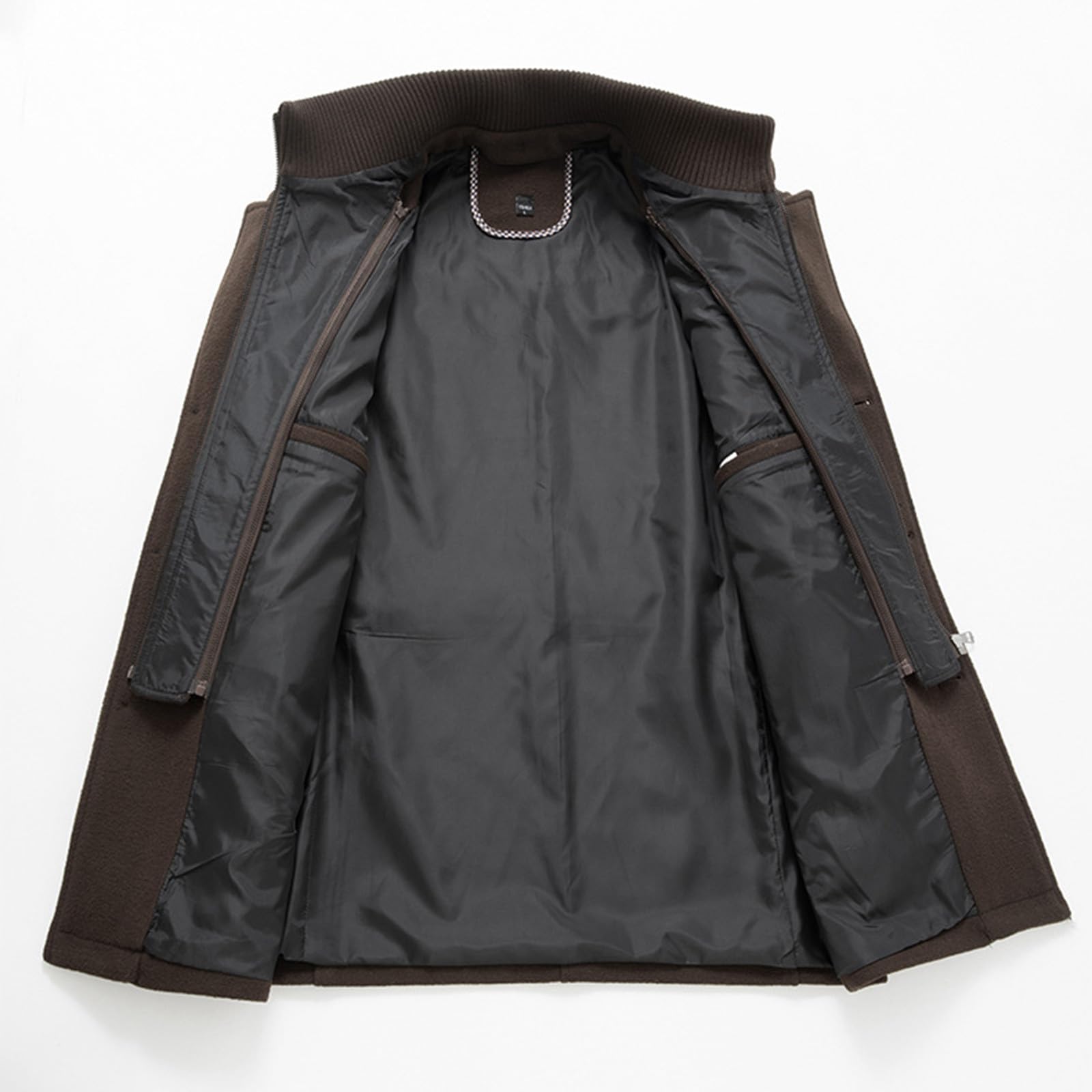 Chaqueta Hombre Chaqueta Chaqueta Con Cremallera Caliente Hombre Slim Abrigo De Invierno De Lana Para A Prueba De Viento Doble Espesador Ideal Para Negocios