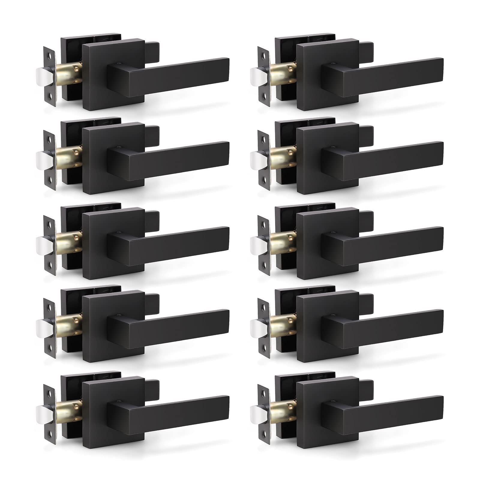 Black Door Handles - Passage Levers (10 Pack) -1