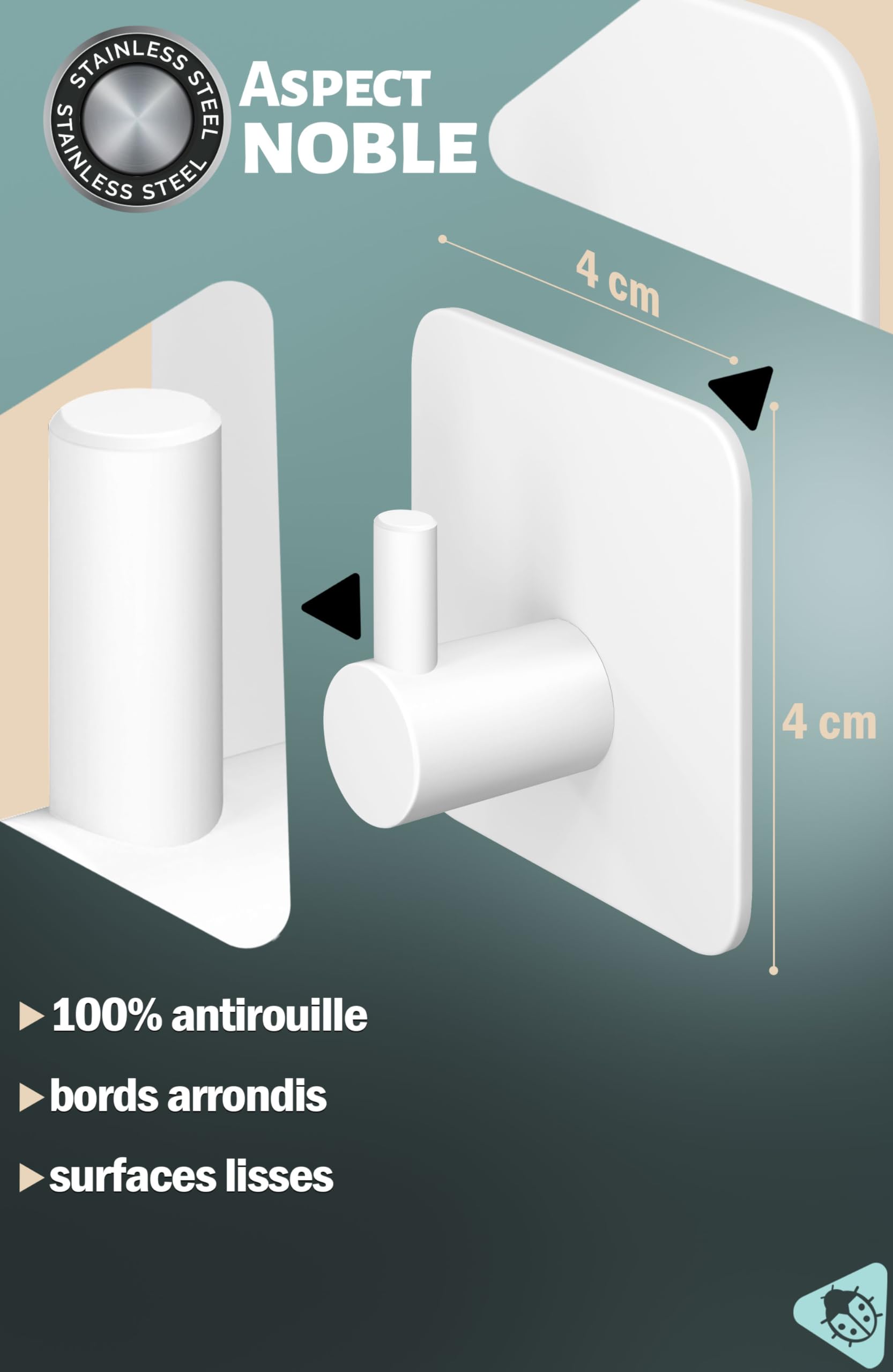 YEYIT Crochet Mural Inox A Visser 6 Pièces Crochet Porte Serviette Salle De Bain, Porte Torchon
