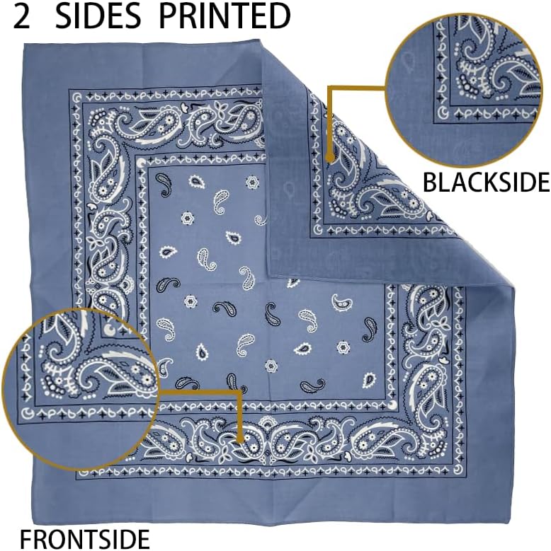 Bandanas 3 pack 6 pack 12 pack 22 inch Cotton Paisley Kerchiefs for Men and Women - Image 2