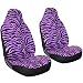 OxGord 2pc Integrated Zebra Bucket Seat Covers, Universal Fit for Car, Truck, Van, SUV - Purple/Black