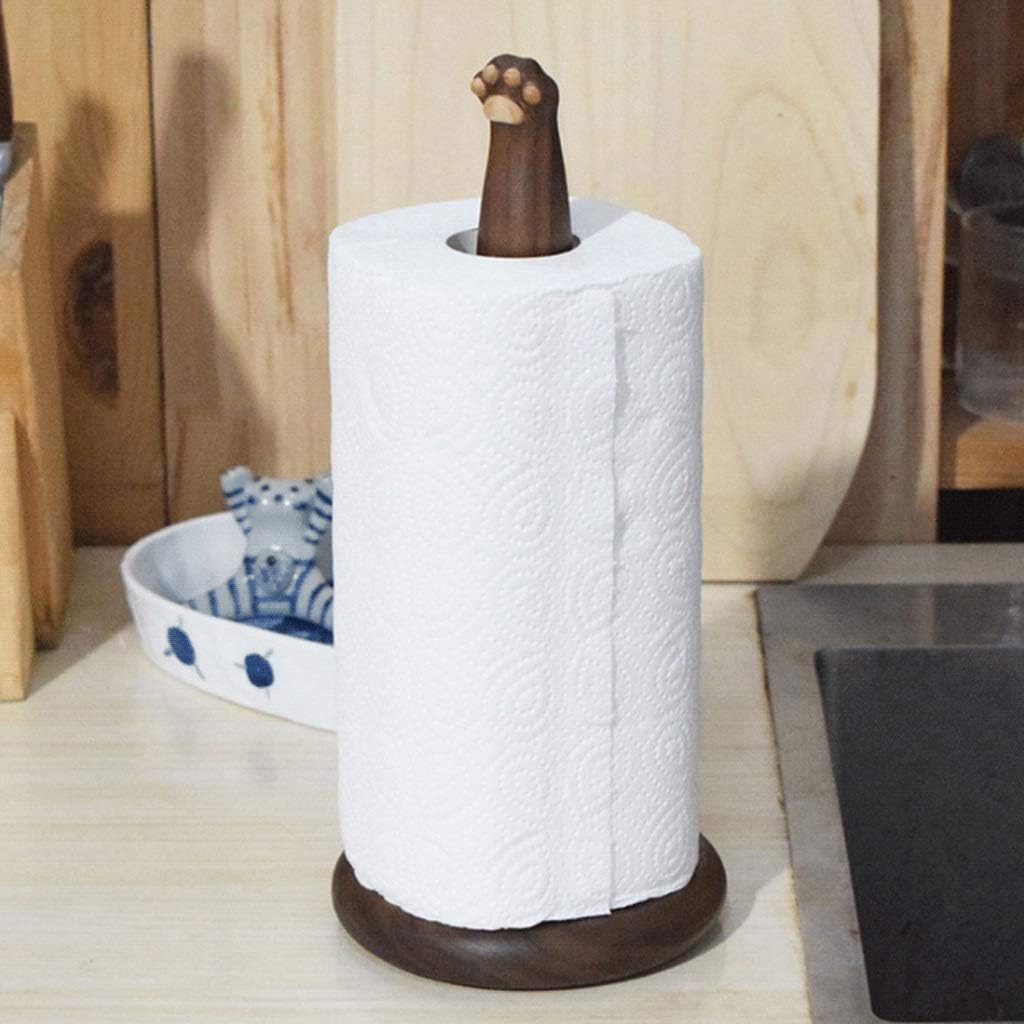 トイレットペーパーホルダー ブラッククルミ木製ペーパータオルホルダーカウンタートップかわいいキッチンペーパータオルホルダー猫爪トイレットペーパーホールダー トイレットペーパーロールホルダー Color Kitchen キッチンペーパーホルダー カラー Desktop Kitchen