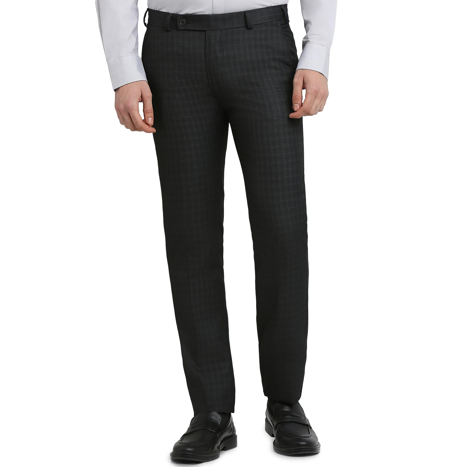 raymond Men Slim Fit Checks Pattern Poly Viscose Blend Flat Front Formal Trouser-picture-36