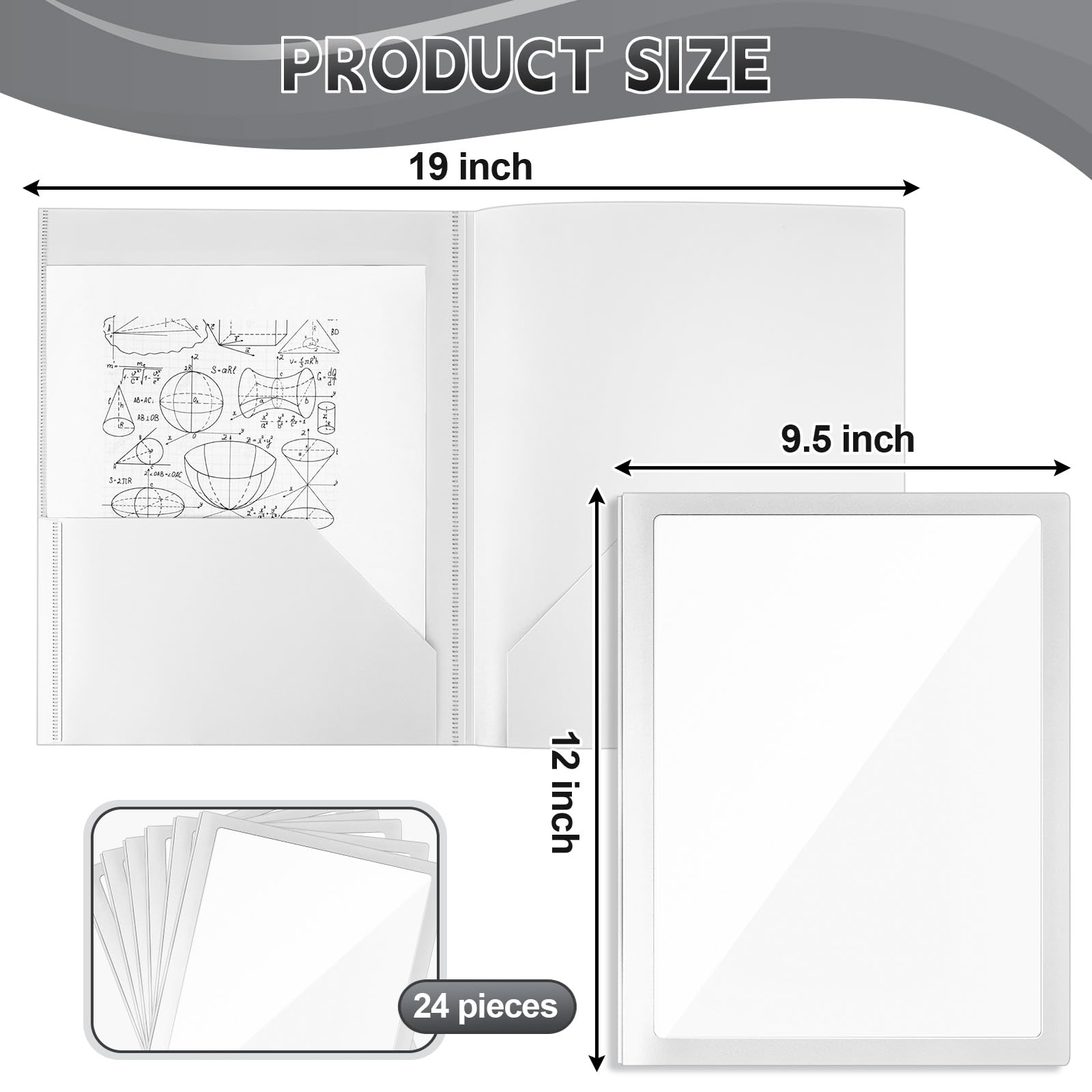 Teling 24 carpetas de plástico con bolsillo frontal transparente y soporte para tarjetas de visita, 2 bolsillos, carpetas de papel resistentes de plástico tamaño carta para suministros de oficina de