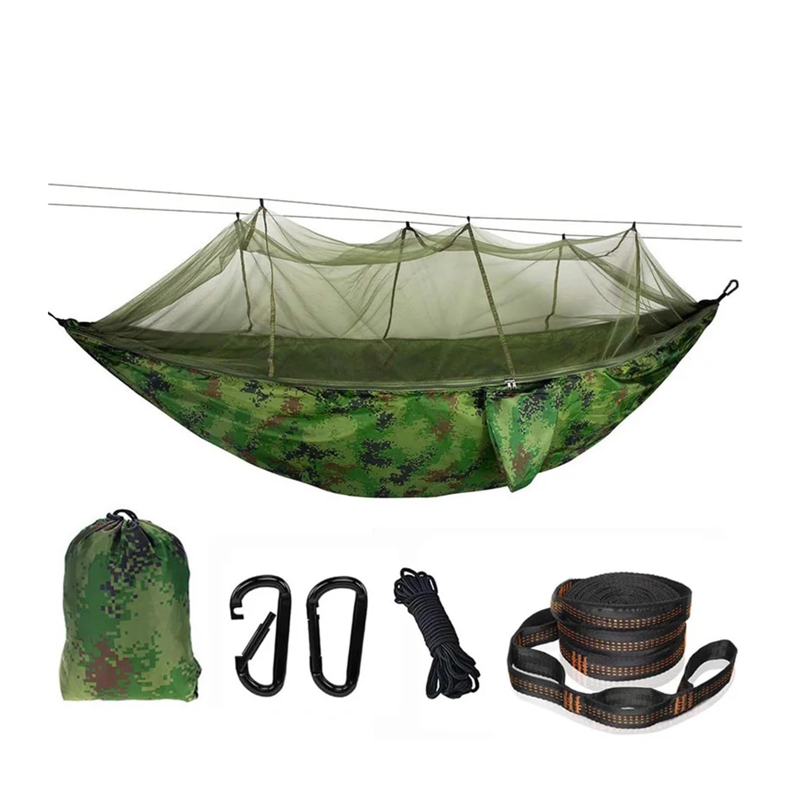 Moskitiera na zewnątrz, Lekki hamak obozowy ze spadochronem siatkowym, nylon, wielokolorowy(Camo)