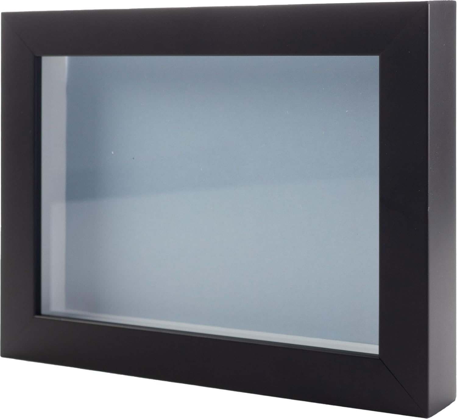 Black 20x30 Wood Shadow Box Display Frame with Blue Acid-Free Backing UV Acrylic & Hanging Hardware - with 3/4" Usable Depth - Great Magazine Display Frame Shadowbox