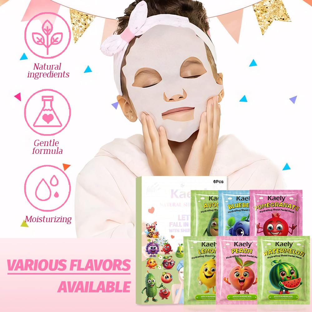 Kaely Fruit Face Masks - Kids Spa Day Kit -5 Kaely Fruit Face Masks - Kids Spa Day Kit -5