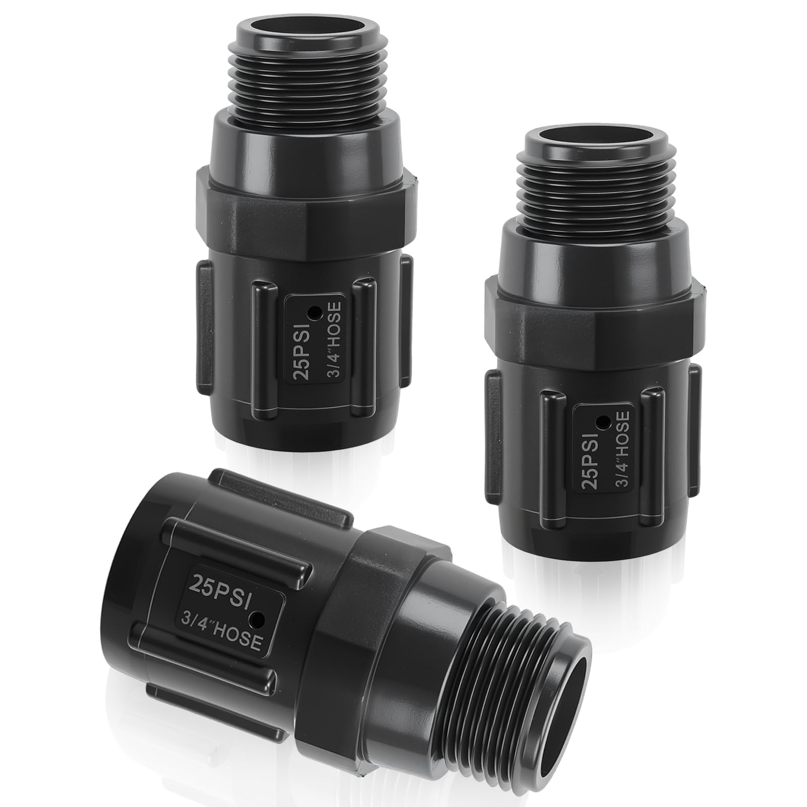 MCSDFN 3 Pcs Drip Irrigation Pressure Regulator 25 PSI, 3/4" Female Hose Thread x 3/4" Male Hose Thread Drip Irrigation Pressure Reducer, Garden Hose Pressure Regulator
