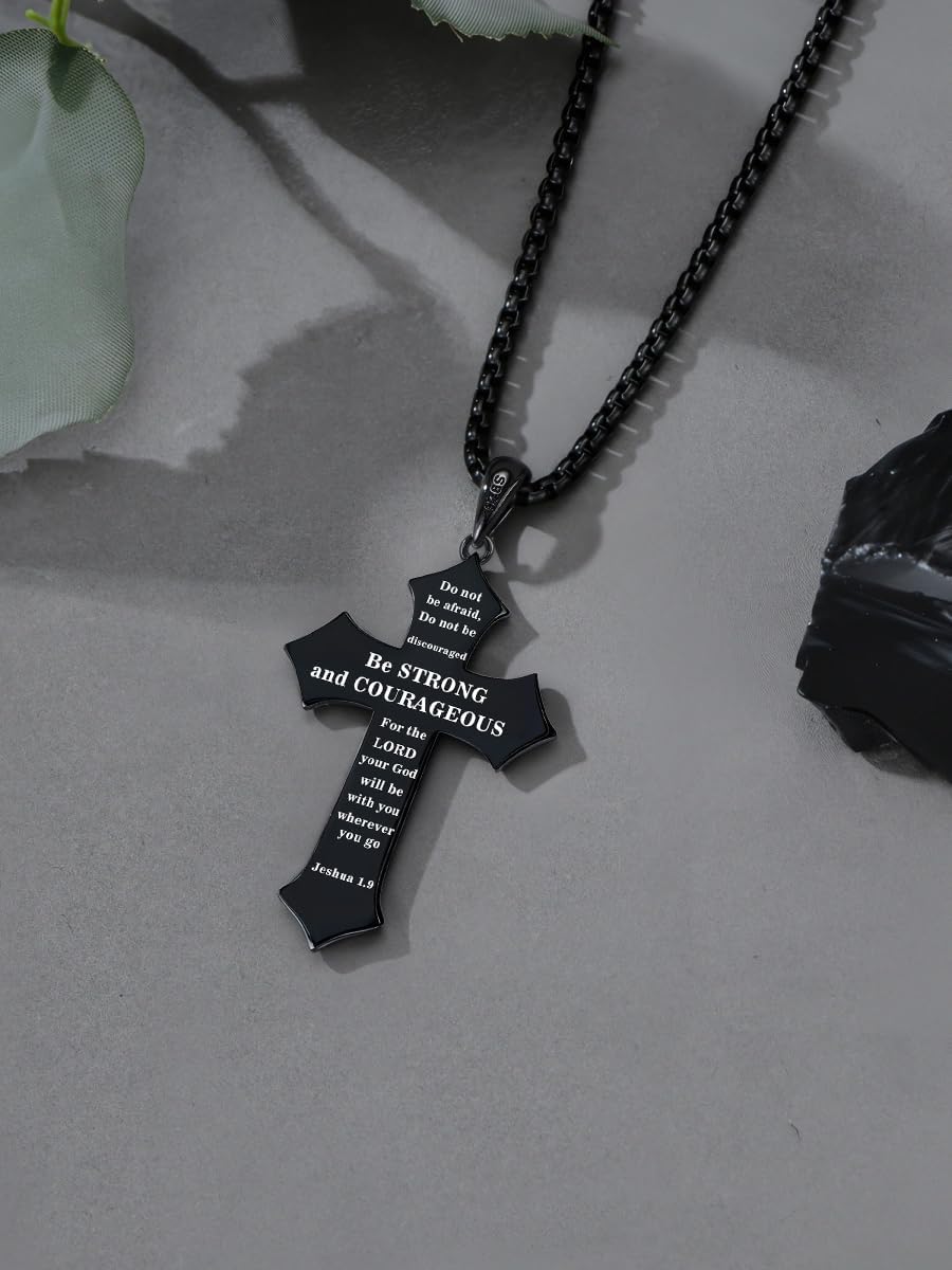 American Flag Cross Necklace for Men 925 Sterling Silver Patriotic Necklace Bible Verse USA Flag Cross Jewelry Gifts for Men - Image 3