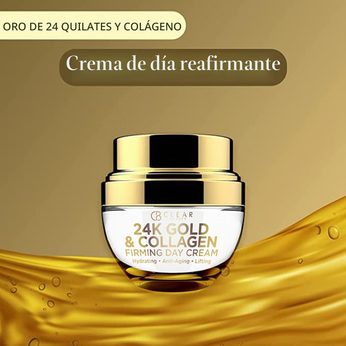 Clear Beauty (Formerly Clair 24K Gold and Collagen Daily Face Moisturizer - Reduce los puntos de edad, líneas finas y arrugas, lifting y crema de día reafirmante - Cruelty Free Korean Skincare for All