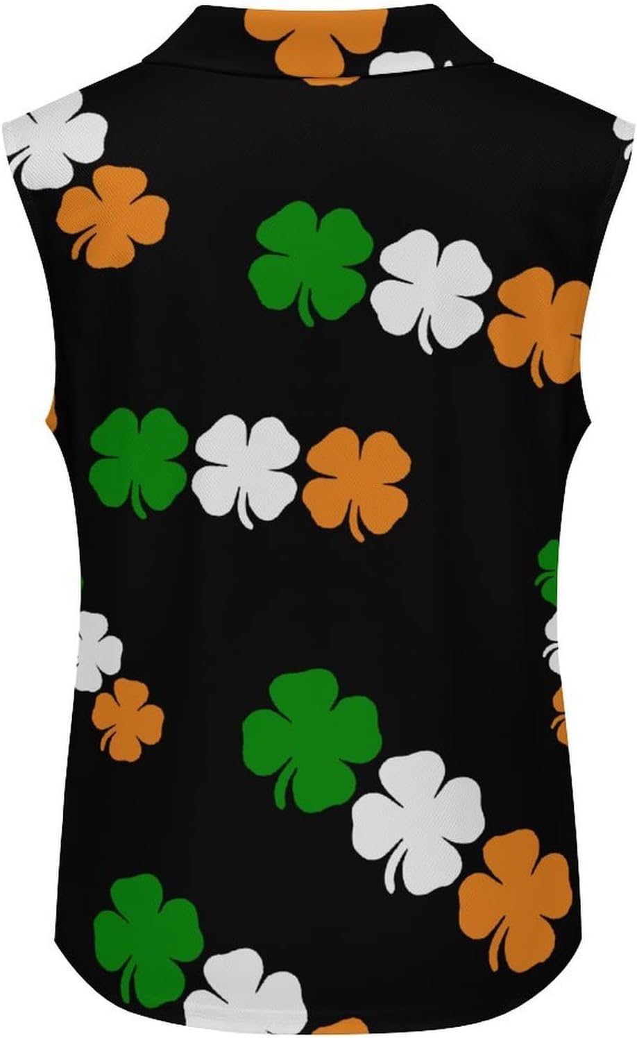 Ireland Colors Flag Shamrock Four Leaf Clovers Womens Golf Shirts Sleeveless Polo Shirts Collared Tank Tops