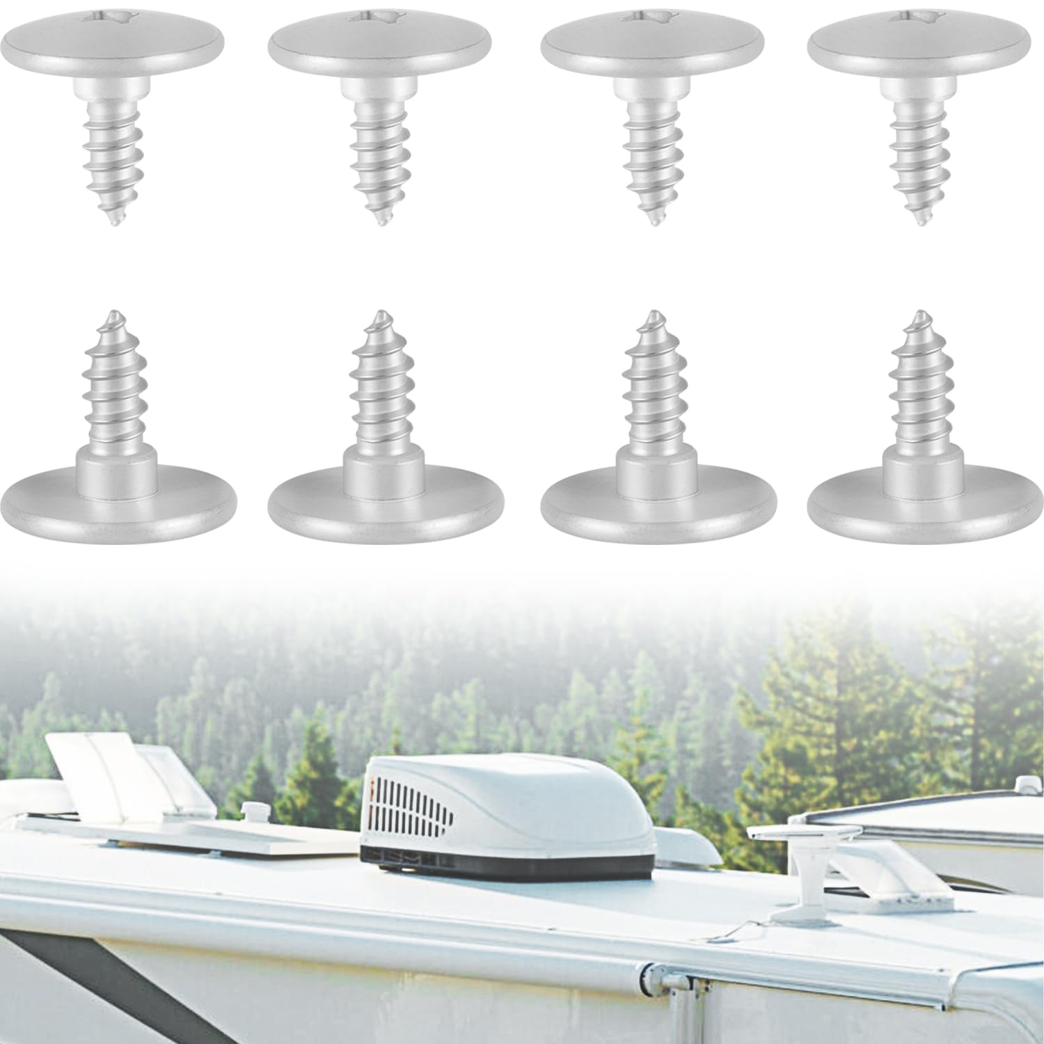 3310724.0040000002 Air Conditioner Shroud Screw Replacement (8 Pcs) for Dometic Brisk II and Penguin II Roof Top Air Conditioners