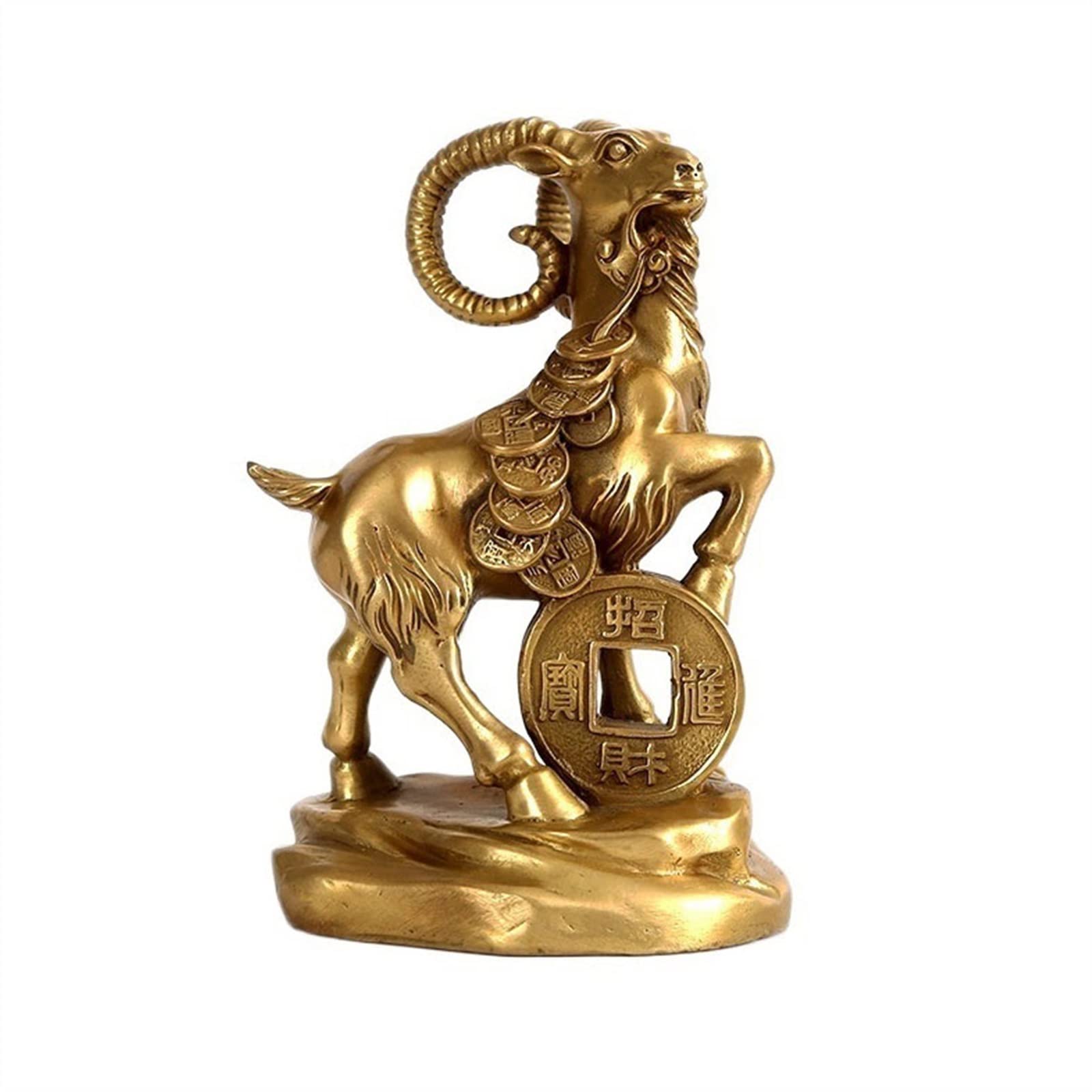 YNIYUJKL Feng Shui Buddha Statue Copper Zodiac Sheep Ornaments Home Office Decorations Attract Wealth And Good Luck Gift Collection Desktop Decoration Ornaments,size_name-A
