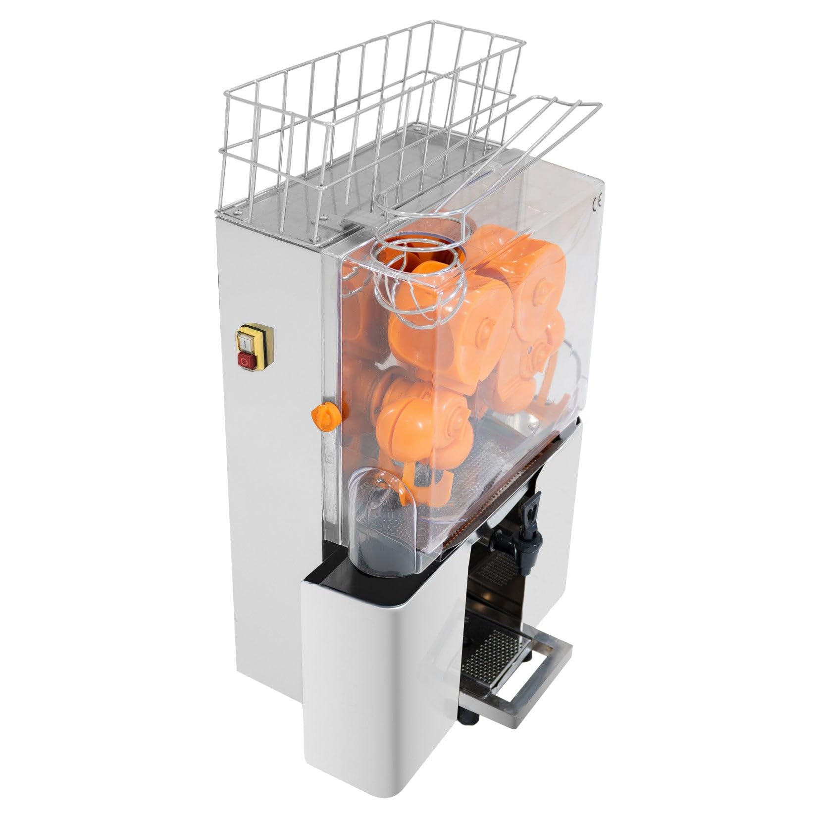 Spremiagrumi Professionale Automatico Elettrico Acciaio Inox 220V 120W Resa 40-50% 22 Arance al Minuto Pressa per Agrumi con Rubinetto Cavo 1,8m Filtri Vasche di Raccolta