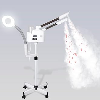 HomGarden Pro 3 in 1 Facial Steamer for Face Deep Cleaning, 5X LED Floor Magnifying Lamp UV Ozone Hot/Cool Mist Function Face Steamer Salon Spa Beauty Skin Care Equipment