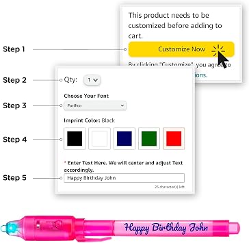 Personalized Invisible ink Pen with UV Light for Kids, Disappearing Ink magic Pen, Custom Secret Spy activity for ages 8-12, kids Gifts in bulk, 12 Pack, Assorted