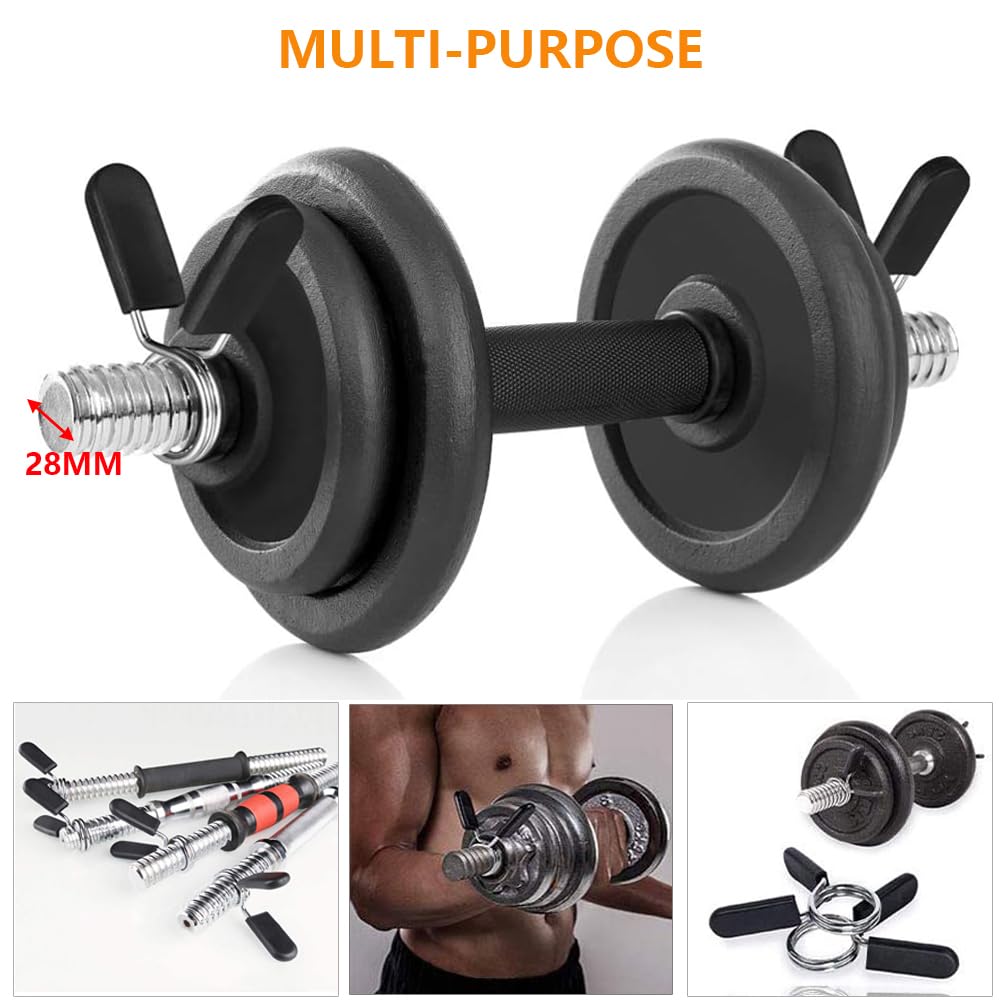 Vekol Lot De 4 Colliers De Serrage Pour Haltères De 2,5 Cm, Clips De Collier à Ressort En Acier Inoxydable De 25 Mm Et Collier D'haltère De Verrouillage ABS, Lot De 4