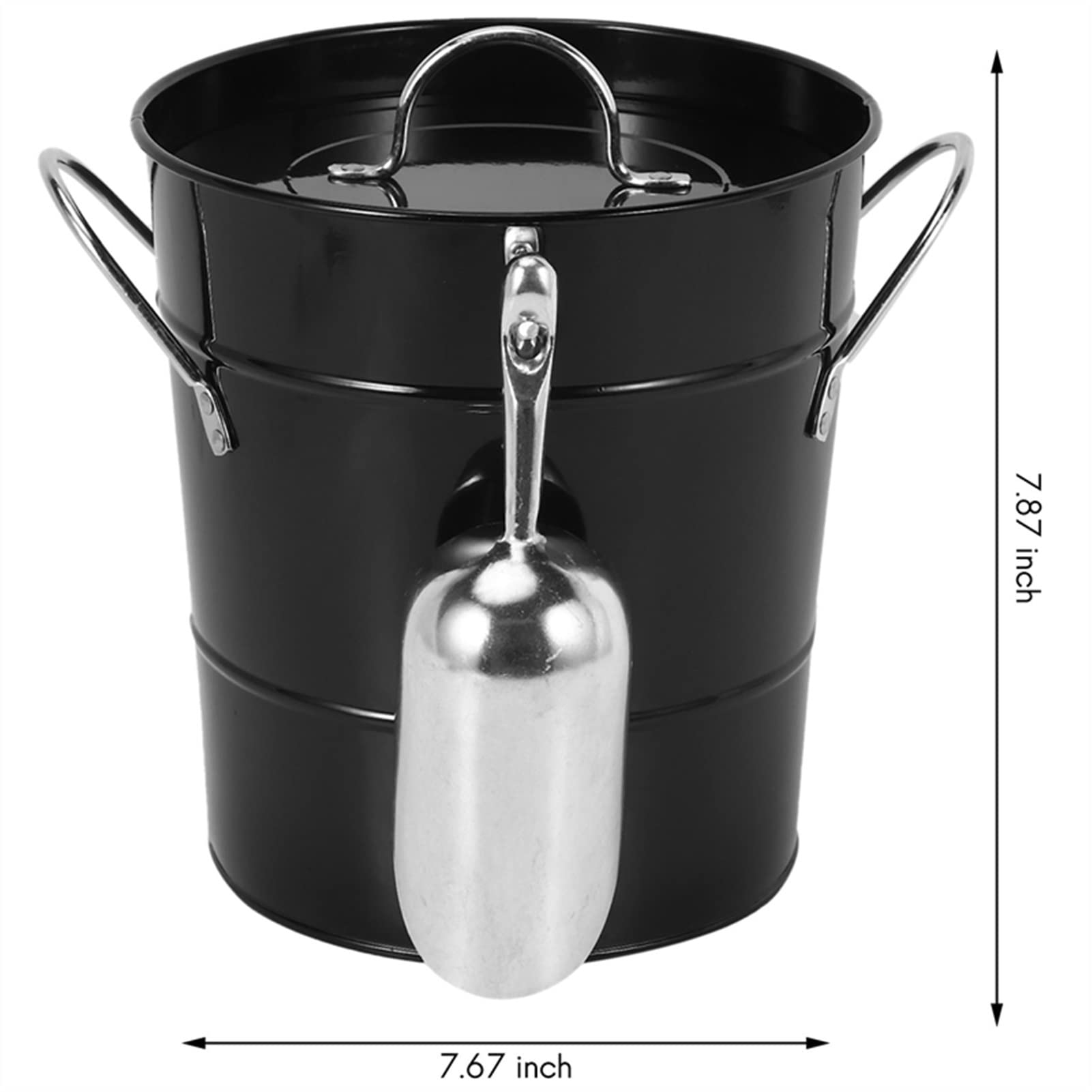 Cubitera/Enfriador Cubo de hielo engrosado negro simple con tapa con pala de hielo cubeta de hielo Cubo de hielo portátil Barra de hielo Cubierta de cerveza Contenedor de hielo Cubiteras Botellas