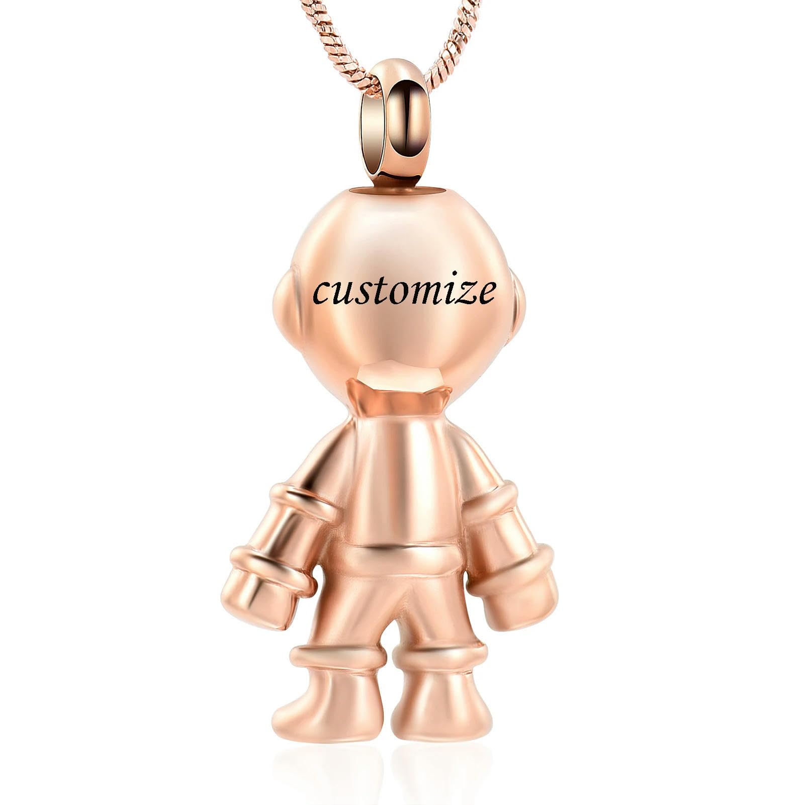 Collier urne funéraire pour cendres homme, bijou commémoratif et souvenir précieux or rose