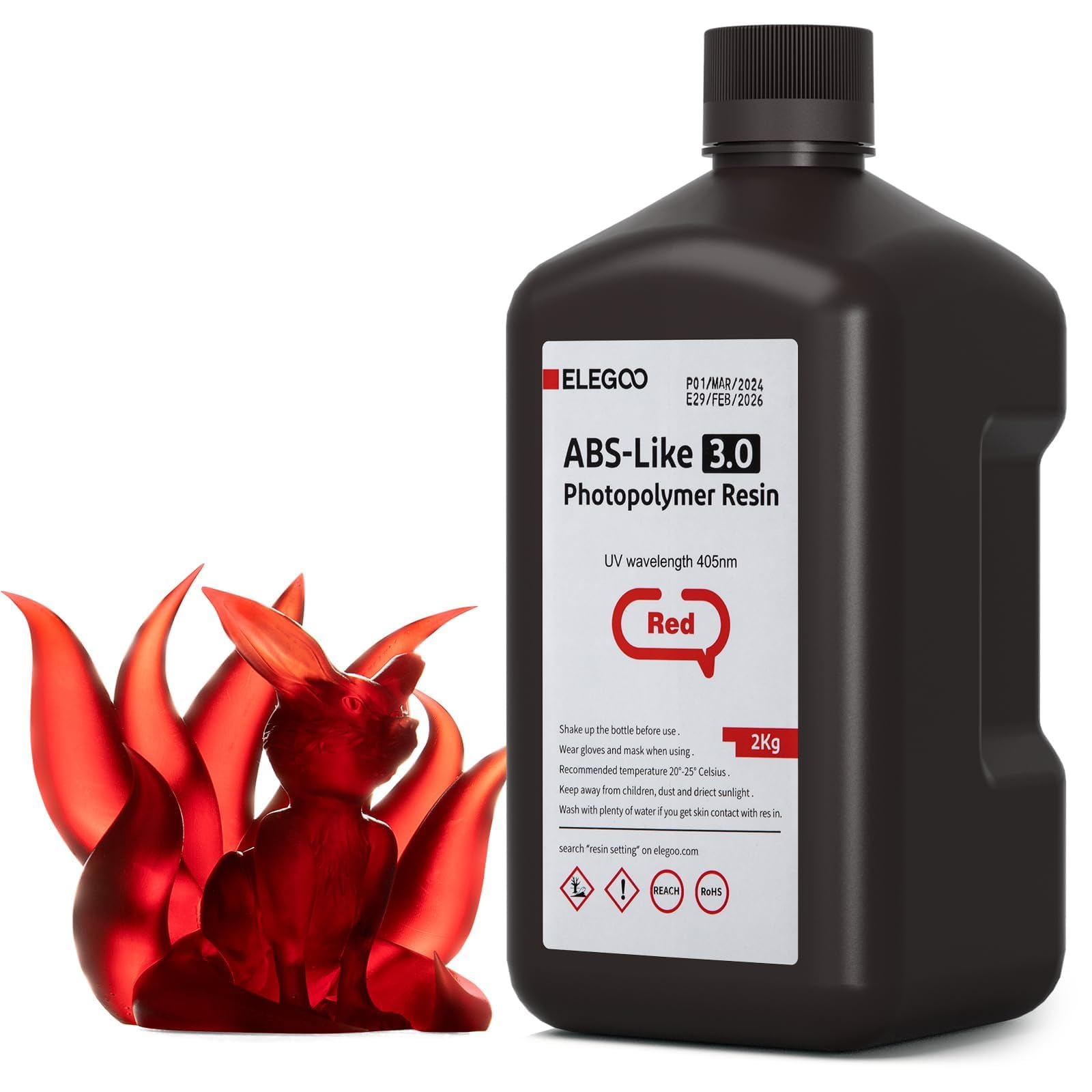 Amazon.com: ELEGOO ABS-Like Resin 3.0 Clear Red 2000g, 405nm UV