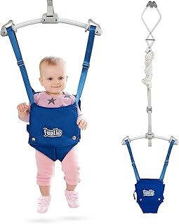 FUNLIO Baby Door Jumper for 6-24 Months (with Door Clamp), Baby Jumper Doorway with Strong Spring & Adjustable Strap, Portable Infant Door Bouncer, Easy to Assemble, Bearing 18 KG, CE & CPC Certified