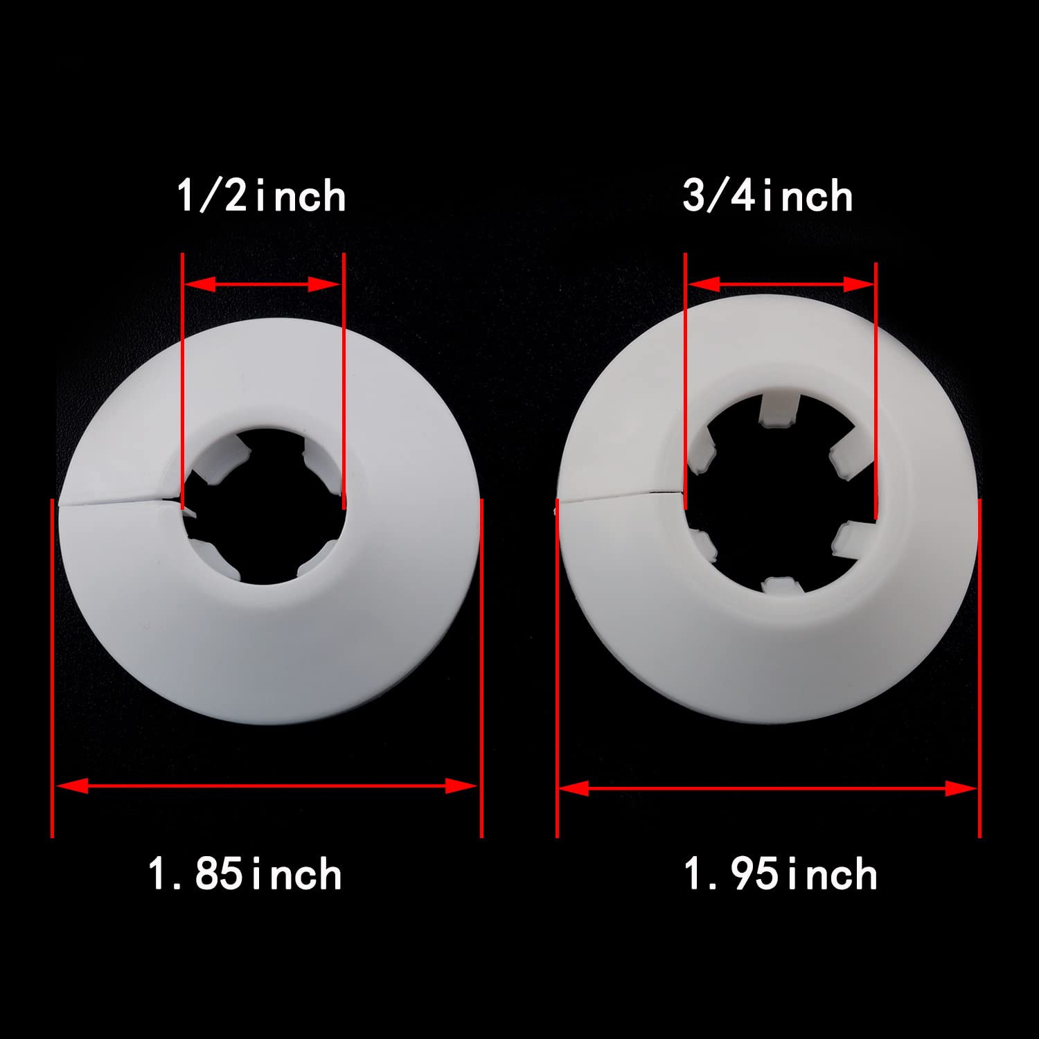 JJHXSM 6pcs 1/2inch Flange Water Pipe Cover Decoration 16mm White Pipe Cover Radiator for Wall Pipe Decoration