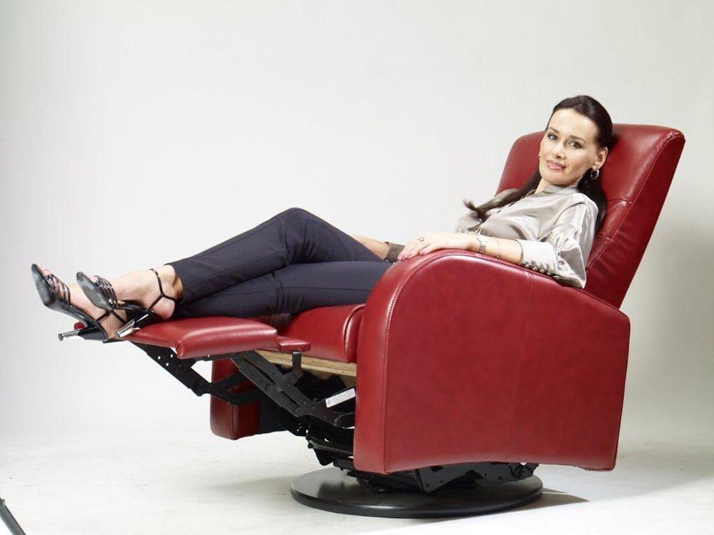 Fjords Norddal Swing Relaxer Zero Gravity Recliner Norwegian Ergonomic Scandinavian Lounge Anti-Gravity Reclining Chair Furniture Soft Line Stark White or Red Genuine Leather by Hjellegjerde