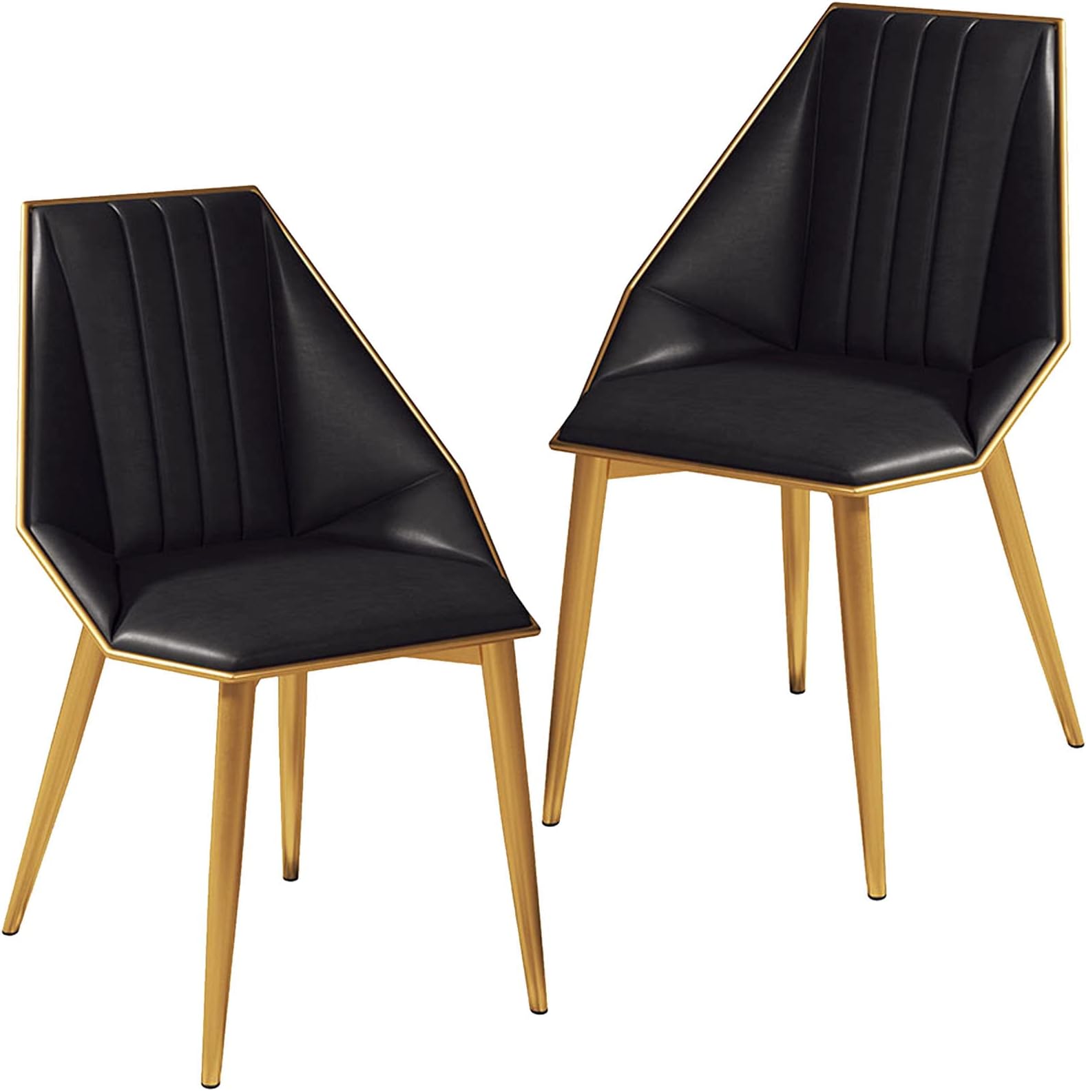 KRECS Household Items Dining Chairs Upholstered Side Chair with Gold Metal Legs Leisure Armchair for Bedroom/Living Room/Restaurant Set of 2