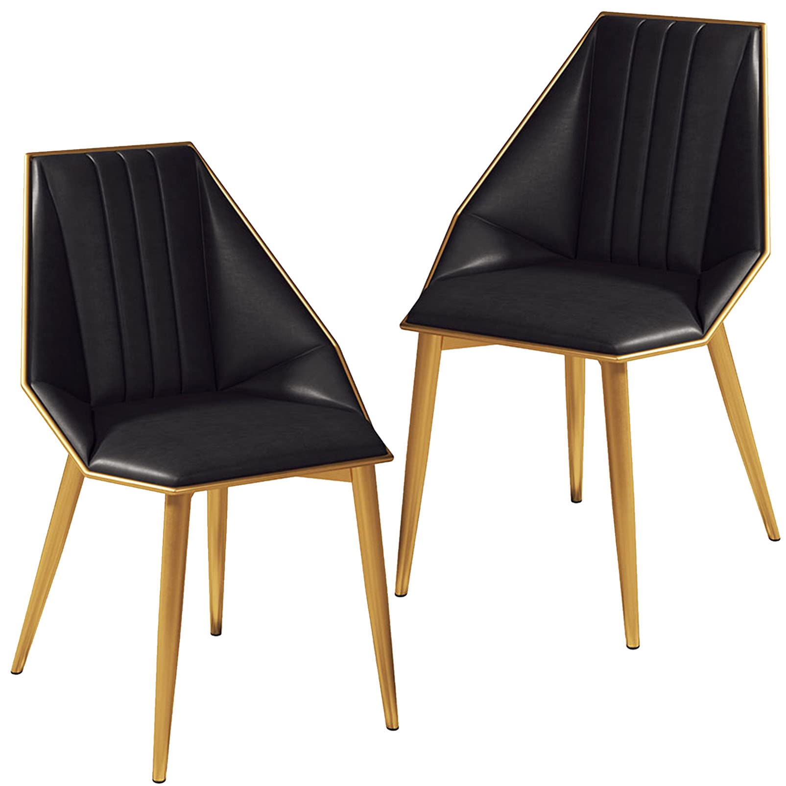 KRECS Household Items Dining Chairs Upholstered Side Chair with Gold Metal Legs Leisure Armchair for Bedroom/Living Room/Restaurant Set of 2